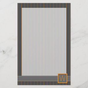 Grey with Orange Pinstripes Stationery