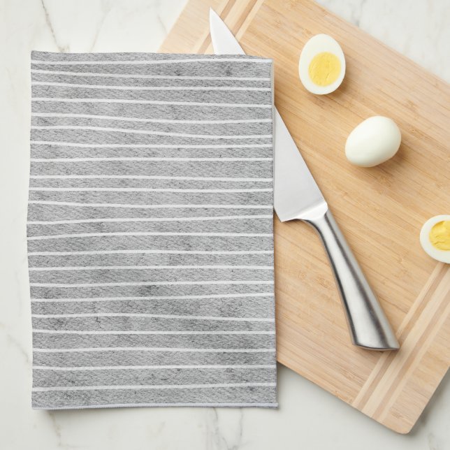 Grey with Pale Stripes  Tea Towel (Quarter Fold)
