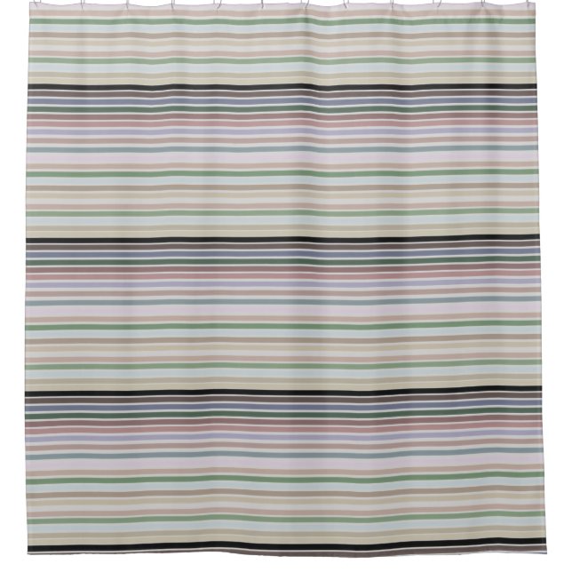 Grey with pastel pink stripe shower curtain (Front)