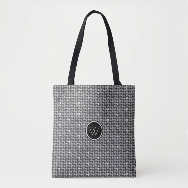 Grey with Silver Accent Houndstooth Bag (Front)