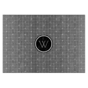 Grey with Silver Accent Houndstooth Cutting Board