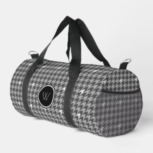 Grey with Silver Accent Houndstooth Duffle Bag