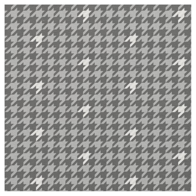 Grey with Silver Accent Houndstooth Fabric (Close Up)