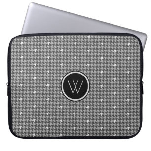 Grey with Silver Accent Houndstooth Laptop Sleeve