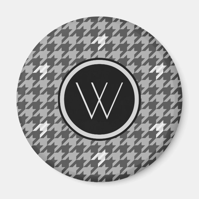 Grey with Silver Accent Houndstooth Magnet (Front)