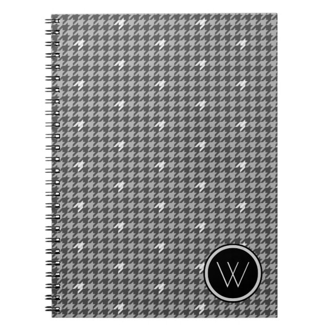 Grey with Silver Accent Houndstooth Notebook (Front)