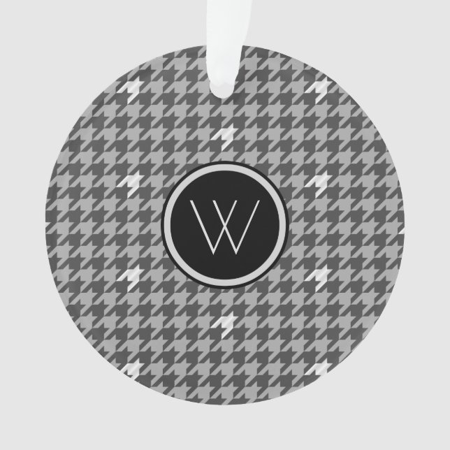 Grey with Silver Accent Houndstooth Ornament (Front)