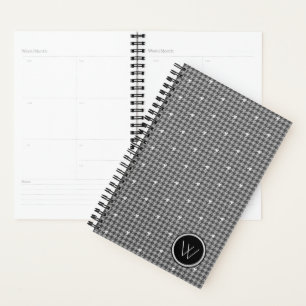 Grey with Silver Accent Houndstooth Planner