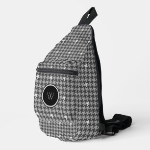Grey with Silver Accent Houndstooth Sling Bag