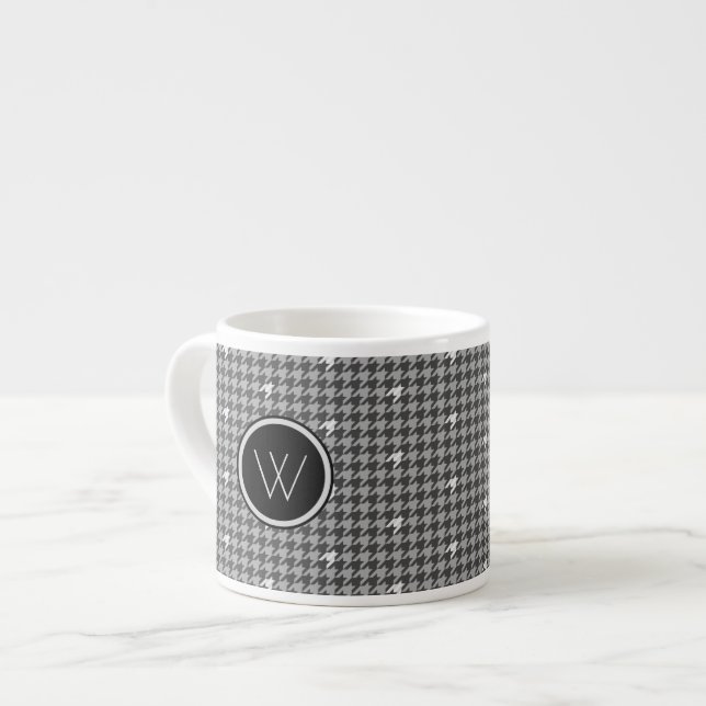 Grey with Silver Accent Houndstooth Speciality Mug (Front Left)