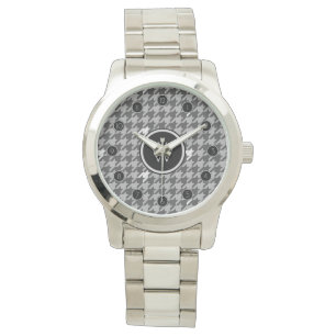 Grey with Silver Accent Houndstooth Watch