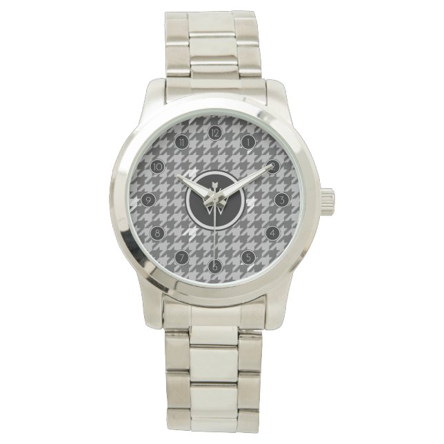 Grey with Silver Accent Houndstooth Watch (Front)