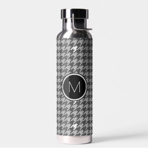 Grey with Silver Accent Houndstooth Water Bottle