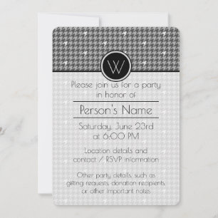 Grey with Silver Houndstooth Party Invitation