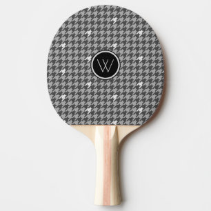 Grey with Silver Houndstooth Ping Pong Paddle