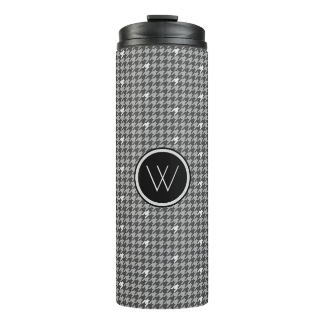 Grey with Silver Houndstooth Thermal Tumbler (Front)
