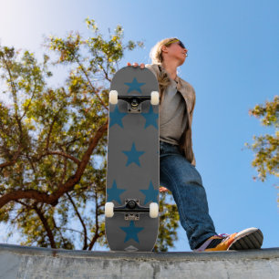 Grey with Teal Stars HAMbWG Skateboard