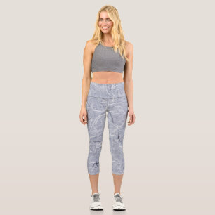Grey with white and black wisps capri leggings