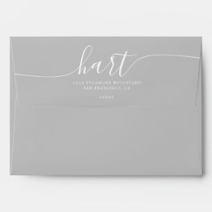 Grey with White Script Return Address Envelope