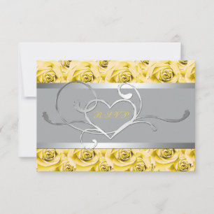 Grey with Yellow Roses Paper Reply Card