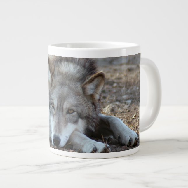 grey-wolf-20 large coffee mug (Front Right)