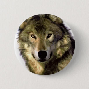 Grey Wolf 6 Cm Round Badge