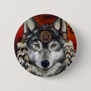 Grey Wolf 6 Cm Round Badge