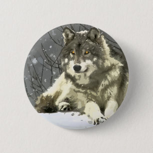Grey Wolf 6 Cm Round Badge