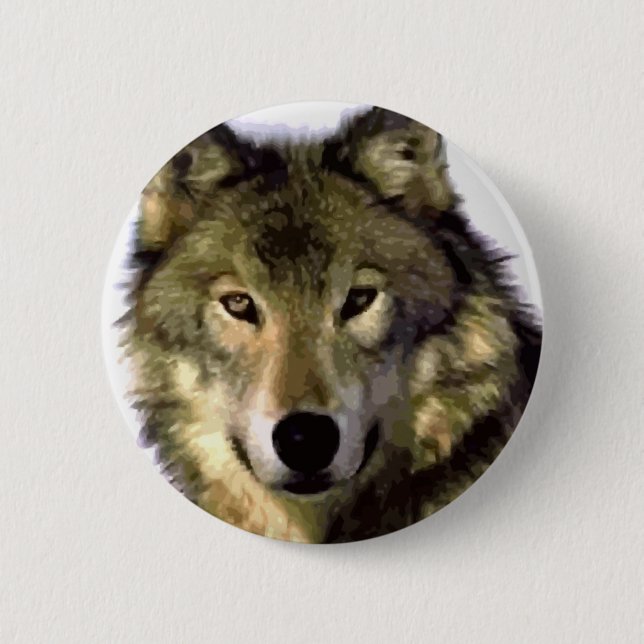 Grey Wolf 6 Cm Round Badge (Front)
