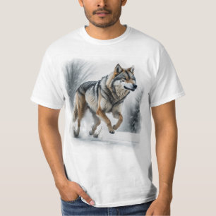 Grey Wolf Animal Art T-Shirt