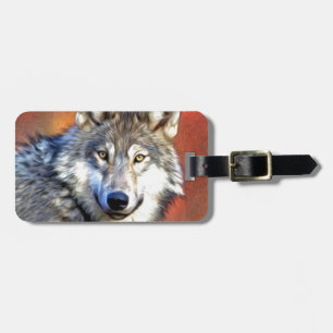 Grey Wolf Art Painting Luggage Tag