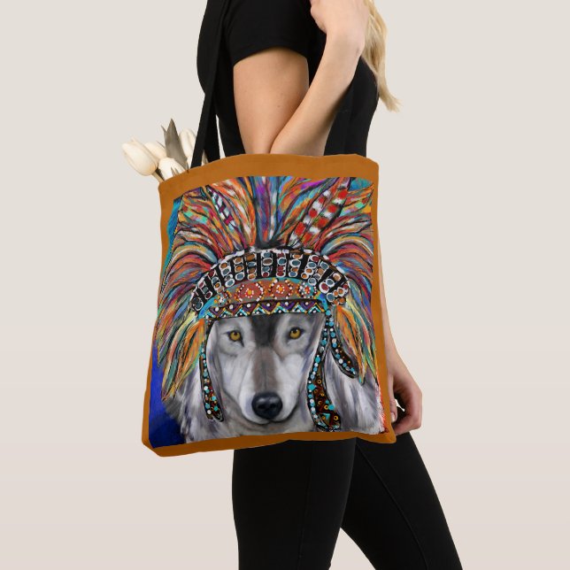 Grey Wolf Art Tote Bag (Close Up)