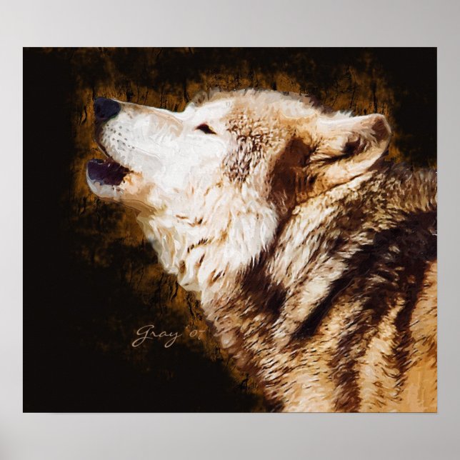 Grey Wolf Baying Poster (Front)