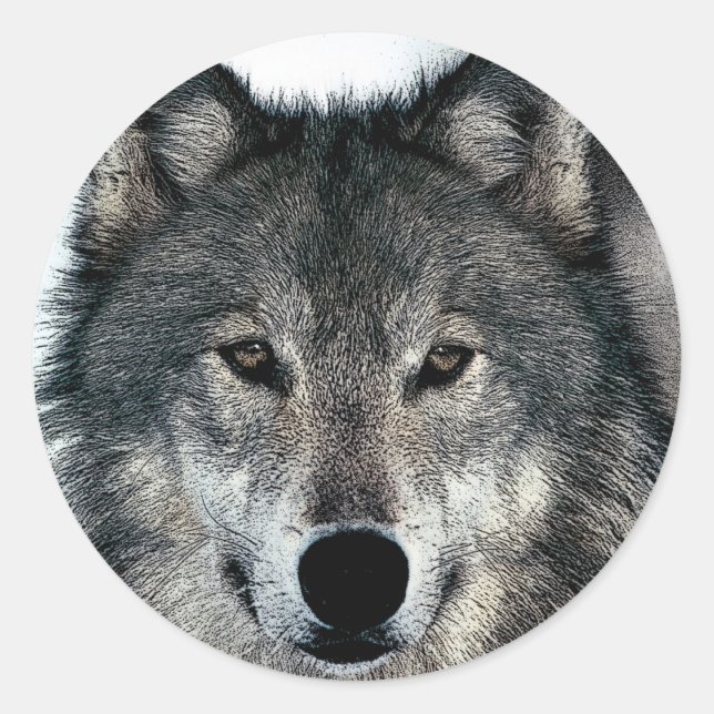 Grey Wolf Classic Round Sticker (Front)