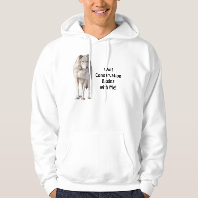 Grey Wolf Conservation Wildlife Art Hoodie (Front)