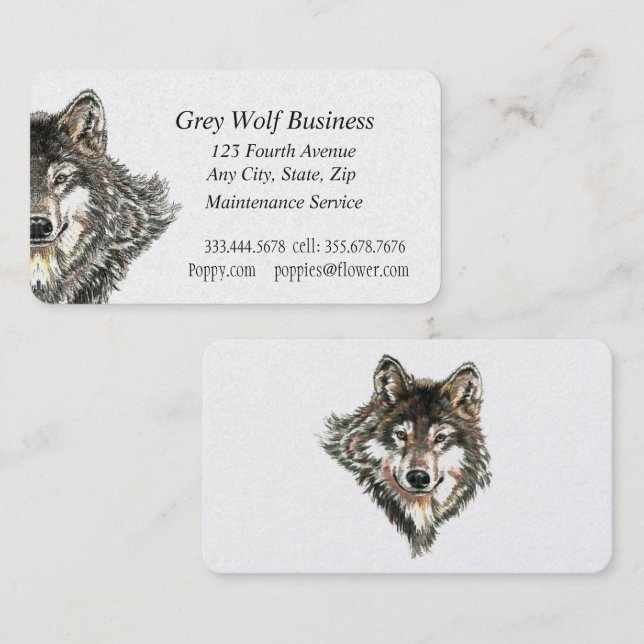 Grey Wolf Custom Business Cards (Front/Back)