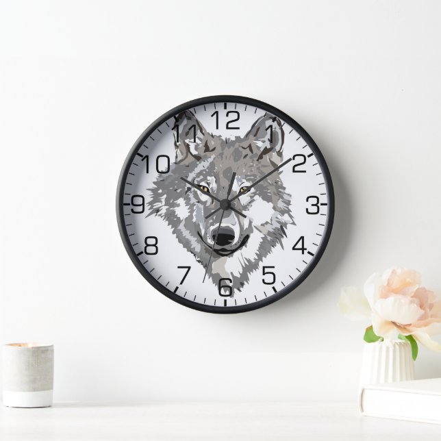 Grey Wolf Design Clock (Home)