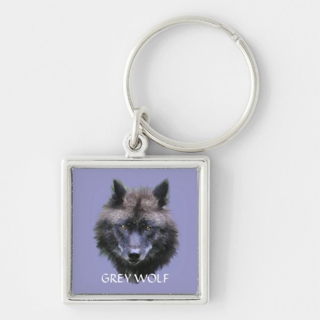 GREY WOLF Design Wildlife Art Key-Ring Key Ring (Front)