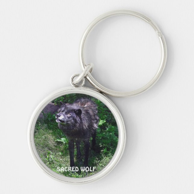 GREY WOLF Design Wildlife Art Key-Ring Key Ring (Front)