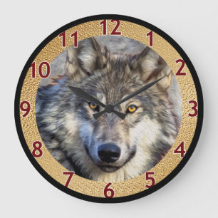 Grey Wolf Dignity v2 Large Clock