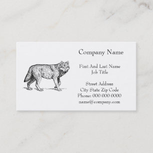 Grey Wolf Elegant Ink Drawing Business Card