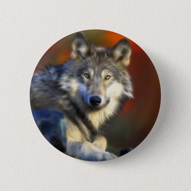 Grey Wolf, Endangered Species Digital Photography 6 Cm Round Badge (Front)
