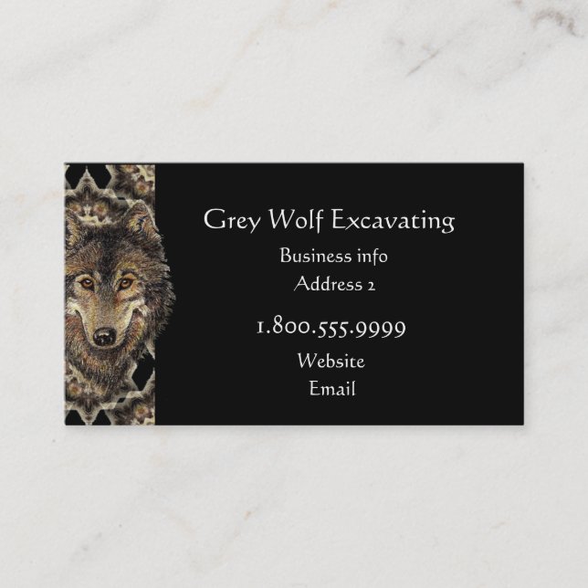Grey Wolf Excavating Custom Business Card (Front)