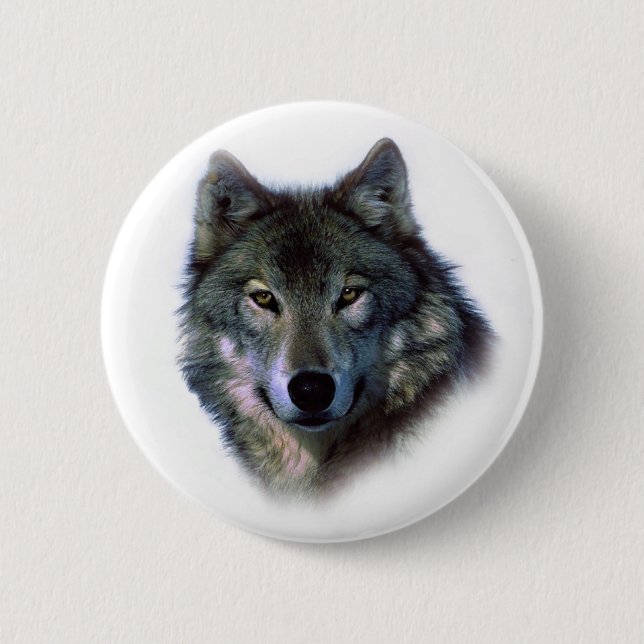 Grey Wolf Eyes 6 Cm Round Badge (Front)