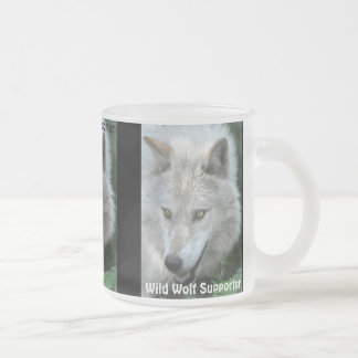 GREY WOLF EYES Wildlife Supporter Drinkware Frosted Glass Coffee Mug