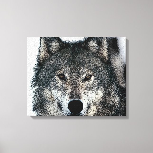 Grey Wolf Eyes Wrapped Canvas (Front)