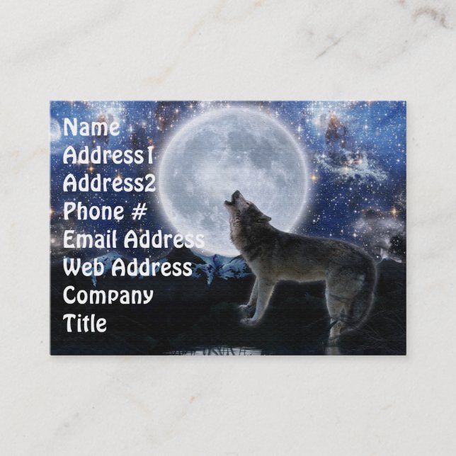 Grey Wolf Fantasy Art Business Cards (Front)
