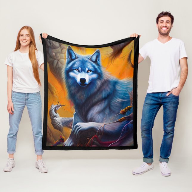 Grey Wolf Fleece Blanket (In Situ)