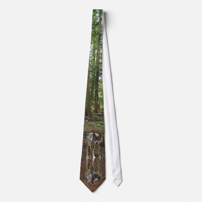 Grey Wolf & Forest Wildlife Earth Day Necktie (Front)