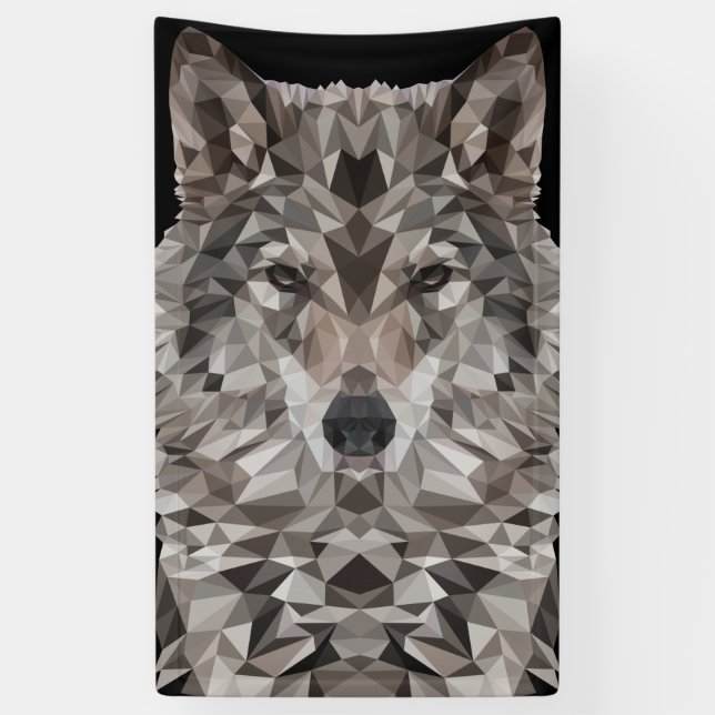 Grey Wolf Geometric Portrait Banner (Vertical)